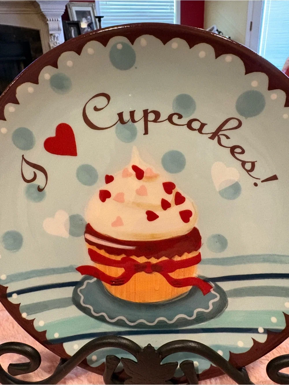 I Love Cupcakes hand painted Artist Jennifer Brinley. 8 1/2 “